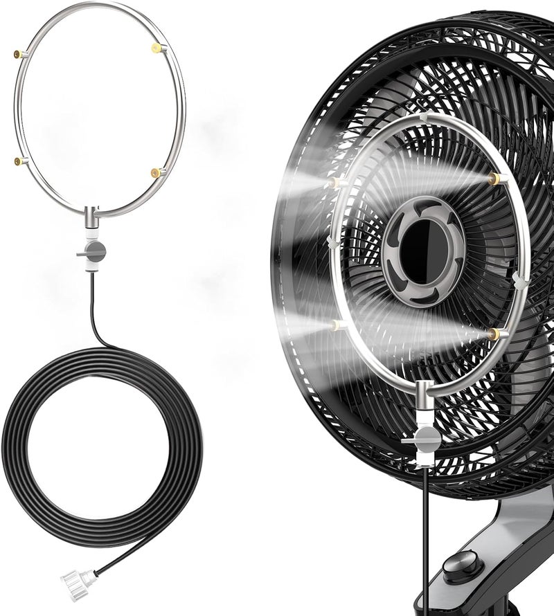 Dr. Prepare Stainless Steel Misting Fan Kit, 16.4ft Mist Hose Fan Mister, Outdoor Water Sprayer for Patio Backyard, Portable Cooling Mist System, Independent Valve for Control (Fans Not Included) - Image 1